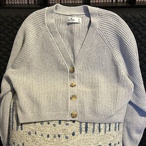Hollister Light Gray Ribbed Cardigan